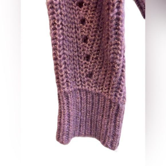 Elizabeth and James NWOT Open Stitch Crew Neck Cropped Purple Sweater – Large - Picture 4 of 7